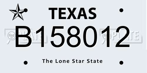 B158012 Texas License Plate