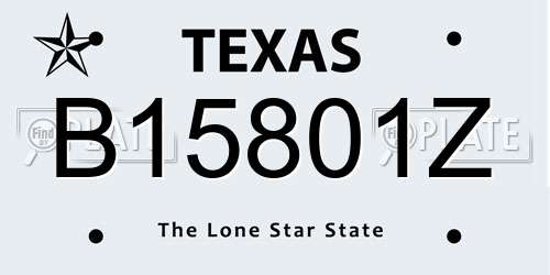 B15801Z Texas License Plate