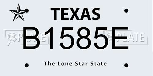 B1585E Texas License Plate