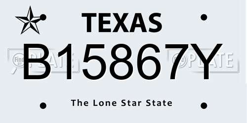 B15867Y Texas License Plate