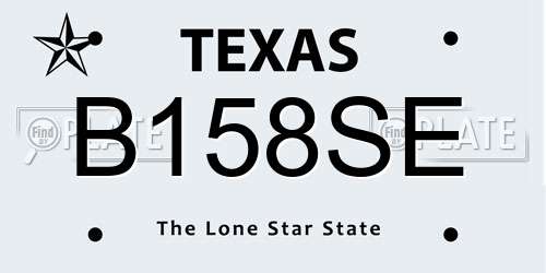 B158SE Texas License Plate