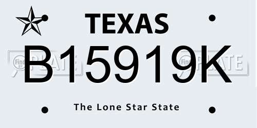 B15919K Texas License Plate
