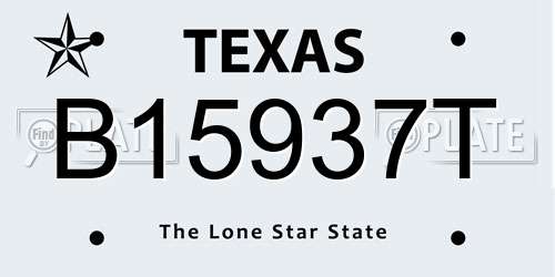 B15937T Texas License Plate