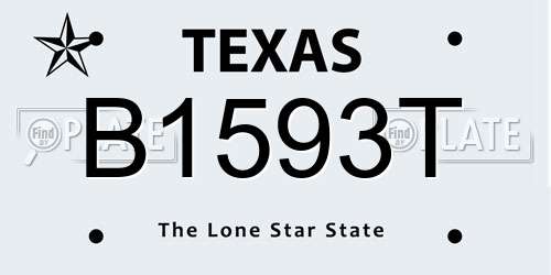 B1593T Texas License Plate