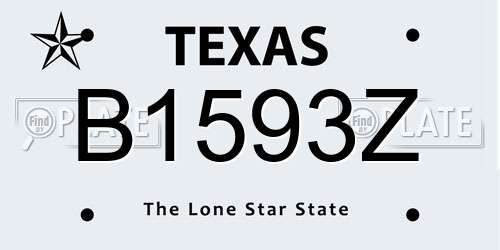 B1593Z Texas License Plate