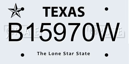 B15970W Texas License Plate