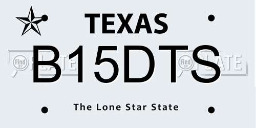B15DTS Texas License Plate