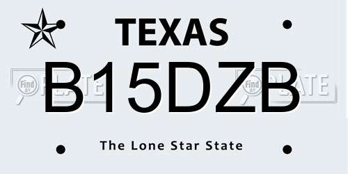 B15DZB Texas License Plate