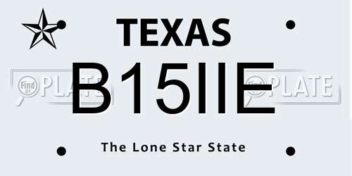 B15IIE Texas License Plate
