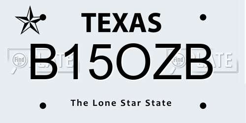 B15OZB Texas License Plate