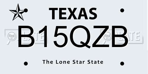 B15QZB Texas License Plate