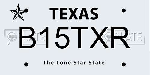 B15TXR Texas License Plate