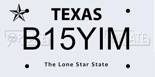 B15YIM Texas License Plate
