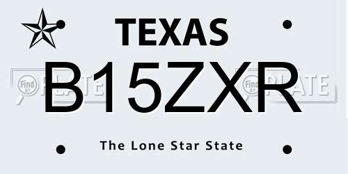B15ZXR Texas License Plate