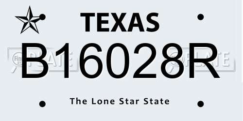 B16028R Texas License Plate