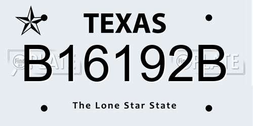 B16192B Texas License Plate