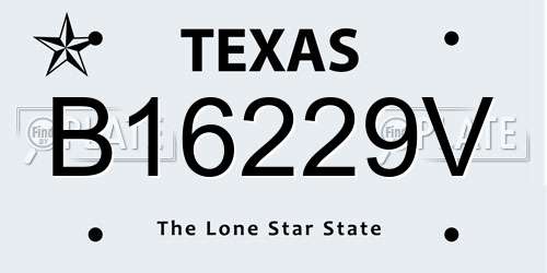 B16229V Texas License Plate