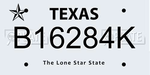 B16284K Texas License Plate
