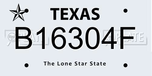 B16304F Texas License Plate