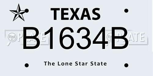B1634B Texas License Plate