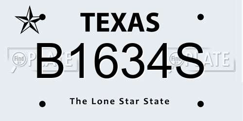 B1634S Texas License Plate