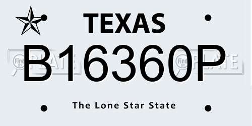 B16360P Texas License Plate
