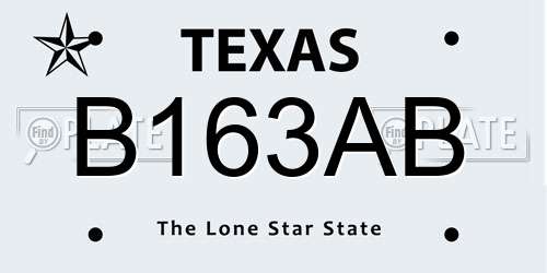 B163AB Texas License Plate
