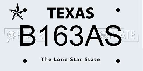 B163AS Texas License Plate