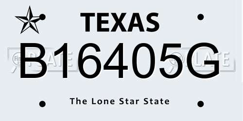 B16405G Texas License Plate