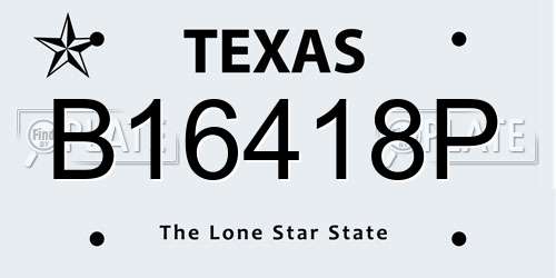 B16418P Texas License Plate