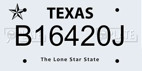 B16420J Texas License Plate
