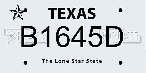 B1645D Texas License Plate