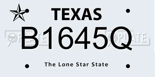 B1645Q Texas License Plate