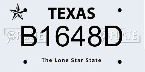 B1648D Texas License Plate