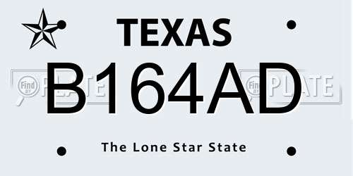 B164AD Texas License Plate