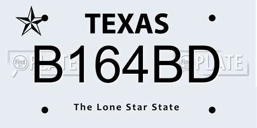 B164BD Texas License Plate