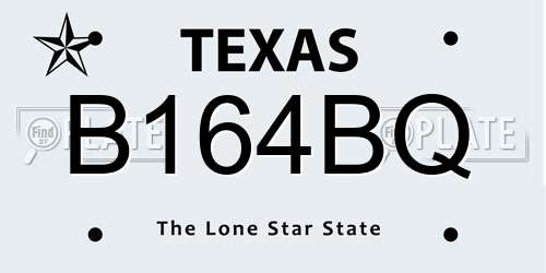 B164BQ Texas License Plate