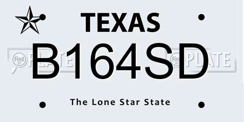B164SD Texas License Plate