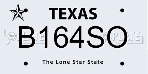B164SO Texas License Plate