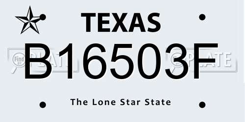 B16503F Texas License Plate