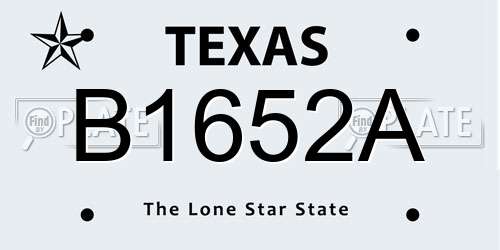 B1652A Texas License Plate