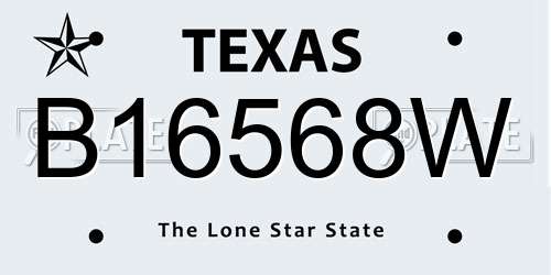 B16568W Texas License Plate