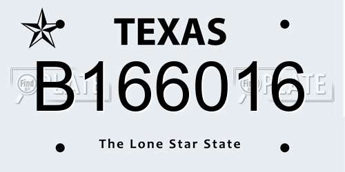 B166016 Texas License Plate