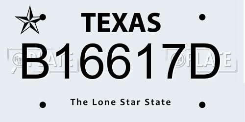 B16617D Texas License Plate