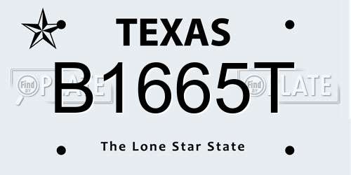 B1665T Texas License Plate