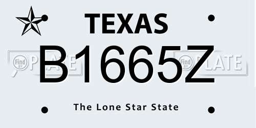 B1665Z Texas License Plate