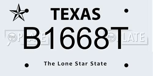 B1668T Texas License Plate