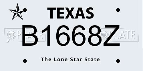 B1668Z Texas License Plate