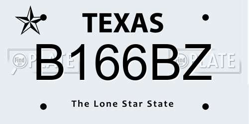 B166BZ Texas License Plate
