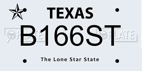 B166ST Texas License Plate